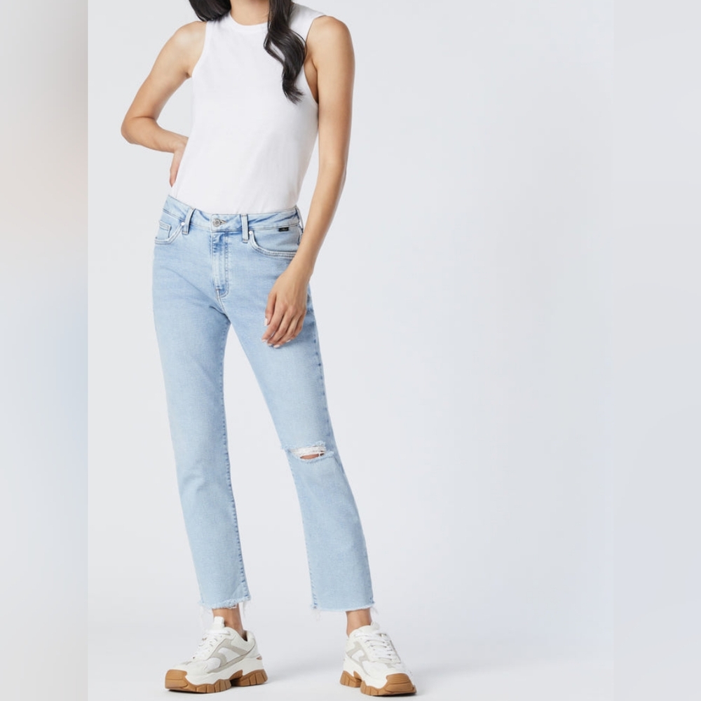 Mavi light wash Viola high rise slim straight leg cropped jeans size 27/29, NWT